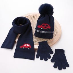 Babyhug Woolen Cap Gloves & Muffler Set - Navy Blue-image-26