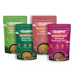 Gladful Beetroot Spinach Carrot & Methi Protein Sprouted lentils & millets Dosa Mix Pack of 4 - 200 g Each-picture-36