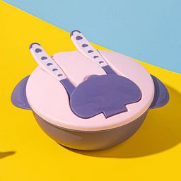 Feeding Bowl With Fork And Spoon- Pink & Purple-3