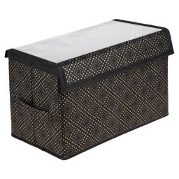 Kuber Industries Drawer Storage Box  Clothes Drawer Organizer with Handle  Transparent Lid with Velcro  Wardrobe Organizer for Books  Golden-Dot Dhakkan Storage Box  Large  Black-99