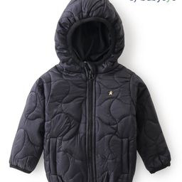 Babyoye Full Sleeves Front Open Padded Hooded Jacket with Quilted Design - Black-picture-24