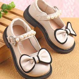 Babyoye Velcro Closure  Ballerina with Bow Applique - White-image-41
