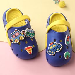 Oh! Pair Back Strap Closure Slip On Clogs with Vehicle Applique - Blue-picture-10