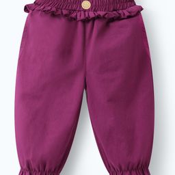 Mark & Mia Ankle Length Solid Color Trouser with Frill Detailing - Purple-image-66