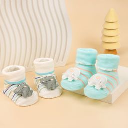 Kicks & Crawl Pack Of 2Trunk & Tails Socks - Cream & Blue-image-46
