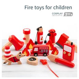 YAMAMA Wooden Toys Childrens Fire Fighter Set Toys For Kids Childrens Role-playing Fire Fighter Rescue Toys Games Fire Wooden Kids Toys Educational Kids Development Toys - Multicolor-9