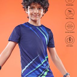 Pine Active Knit Half Sleeves T-Shirt - Navy Blue-image-97