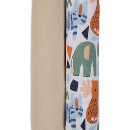My Milestones 3 in 1 Muslin Swaddle Wrapper With Animal Print Pack of 2 L 104 x B 104 cm - Grey-picture-33