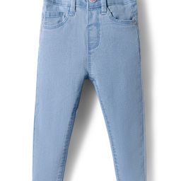 Babyhug Cotton Denim Full Length Washed Jean With Stretch - Light Blue-picture-49