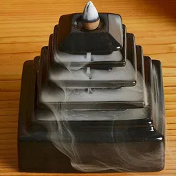 CRAFTAM Black Polyresin Smoke Backflow Fountain With 1 Scented Cone-picture-40