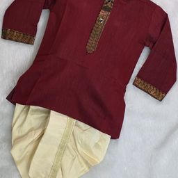 AMBA COLLECTION BOUTIQUE Boys Mandarin Collar Pure Cotton Kurta with Dhoti Pants-image-29