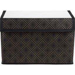 Kuber Industries Drawer Storage Box  Clothes Drawer Organizer with Handle  Transparent Lid with Velcro  Wardrobe Organizer for Books  Golden-Dot Dhakkan Storage Box  Large  Black image 2