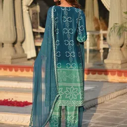 Divyadham Textiles Women Bandhani Embroidered Regular Thread Work Kurti with Pyjamas & With Dupatta image 2