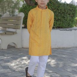 Stuffie Land Boys Embroidered Regular Pure Cotton Kurta with Trousers-19