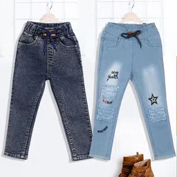 YK Boys Pack of 2 Regular Fit High-Rise Light Fade Embroidered Denim Jeans-image-81
