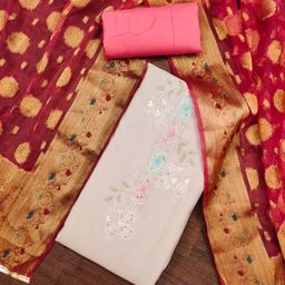 Blissta Floral Embroidered Sequinned Unstitched Dress Material-image-75