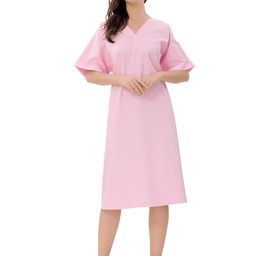 Piu Women Hospital Wear Half Sleeves Solid Nightdress-image-89