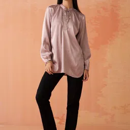 Lakshita Women Mandarin Collar Shirt Style Top-image-85