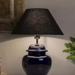Homesake White Ceramic Table Lamp with Drum Shade (Bulb Included) - Set of 1-8