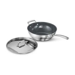 Tramontina Fusao Healthy Triply Ceramic Silver Stainless Steel Wok with Lid (26 cm)-picture-47