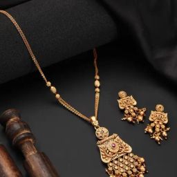 Aatmana 24K Gold-Plated Pink & Ruby Studded Handcrafted Filigree Necklace Set-18