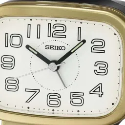 SEIKO Gold Plastic Classic Rectangular Bell Alarm Snooze Lumibrite Table Clock image 2