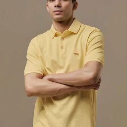 ANDAMEN Light Yellow Slim Fit Polo T-Shirt-picture-46