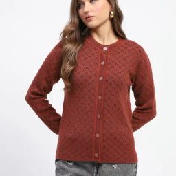 MADAME Rust Printed Cardigan-image-42