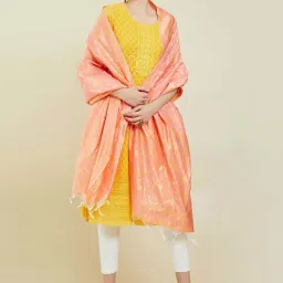 Soch Peach Woven Pattern Dupatta image 4