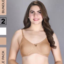 Lux Venus Tan & White Full Coverage Non-Wired T-Shirt Bra With Adjustable Strap - Pack of 2-picture-47