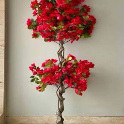 Mason Home Scarlet Red Pvc Artificial Scarlet Red Bougainvillea Plant - 6 Feet-image-32