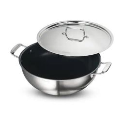 Tramontina Fusao Ceramic Coated Triply Silver Stainless Steel Deep Kadai with Lid (36 cm)-picture-40