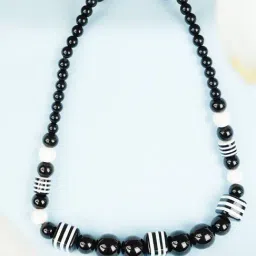 IMLI STREET Black & White Ethnic Tribal Handmade Resin Beaded Necklace-picture-27