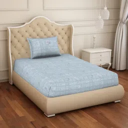 Spaces Abstract Grey 144 TC Cotton Single Bedsheet With Pillow Cover image 2
