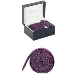 Peter England Purple  Woven Tie With Pocket Square-picture-7