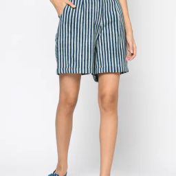 Fabindia Blue & White Striped Shorts-image-47