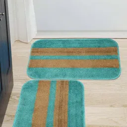 HOSTA HOMES Blue & Beige Polyester Door Mats - Set of 2-31