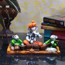 eCraftIndia Lord Ganesha playing Harmonium with 2 Rats-31