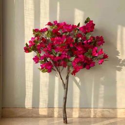 Mason Home Deep Pink Pvc Artificial Pink Bougainvillea Plant - 4 Feet-image-3