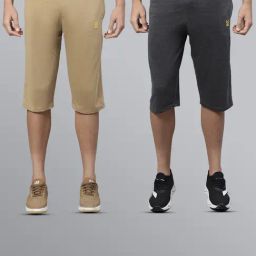 Vimal Jonney Brown & Dark Grey Regular Fit Lounge Capris- Pack of 2-image-76