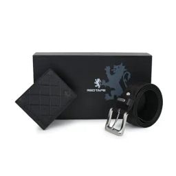 Red Tape Black Animal Effect Leather Belt & Wallet Gift set-15