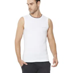 Van Heusen Athleisure Slim Fit Moisture Wicking Ultra Soft Solid Gym Vest - White-image-36