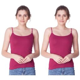 Dollar Missy Wine Cotton Camisole (Pack of 2)-image-75
