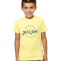 Jack & Jones Junior Yellow Cotton Logo T-Shirt-image-92