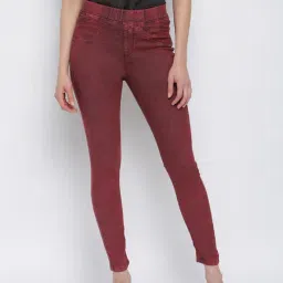 Tales & Stories Maroon Regular Fit Jeggings-picture-11