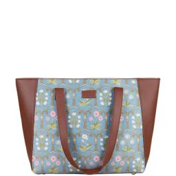 ZOUK Blue Printed Large Tote Handbag-image-7