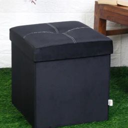 HOSTA HOMES Solid Black Wood Foldable Ottoman with Weight Capacity 80kg-image-14