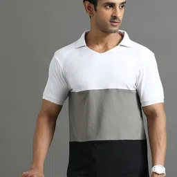 ECOLINE Clothing Men Antimicrobial Colourblocked Polo Collar T-shirt-image-76