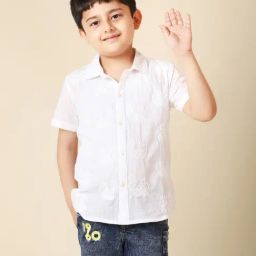 Fabindia Kids White Embroidered Shirt-image-28