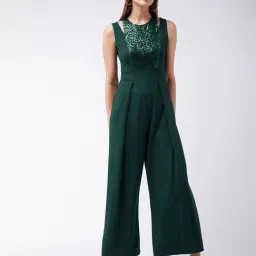 Miss Chase Green Embellished Pleated Wide Leg Jumpsuit-image-83
